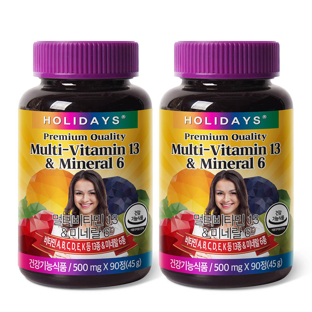 <b>홀리데이즈</b> 멀티<b>비타민</b>13 앤 미네랄6  90정  2개