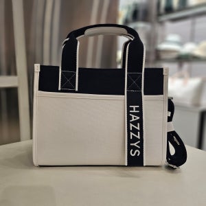 [헤지스 골프 여성] 헤지스골프 네이비 여성 로고 자수 코튼 토트백 HWBA5E901N3