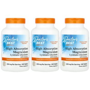 닥터스베스트 (아이허브) 3개X 고흡수 <b>마그네슘</b> 200mg(1정당 100mg) 240정 해외직구