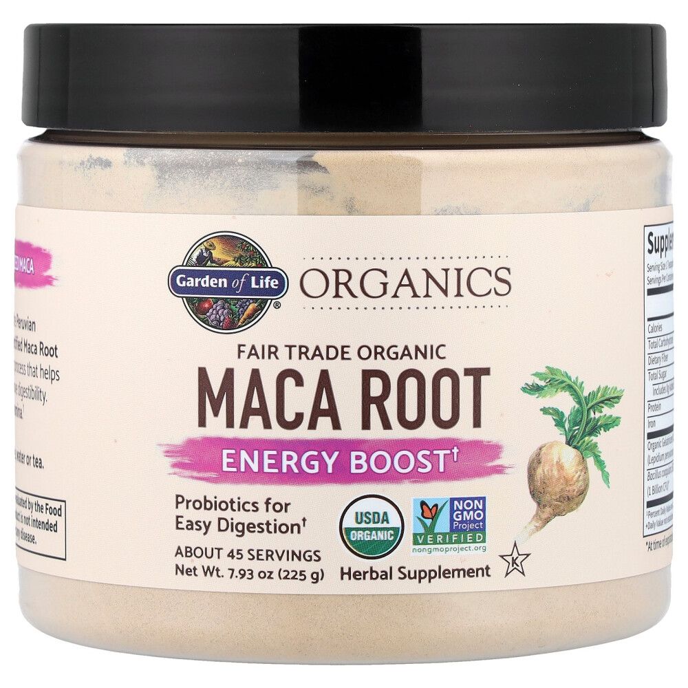 <b>가든오브라이프</b> (아이허브) MyKind Organics Fair Trade Organic <b>Maca</b> Root 에너지 부스트 225g(7.93oz) 해외직구