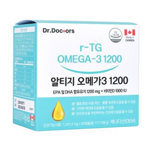 <b>DrDoctors</b> 알티지 오메가1200 <b>EPA</b> 및 DAH 함유유지 90캡슐 3개월분