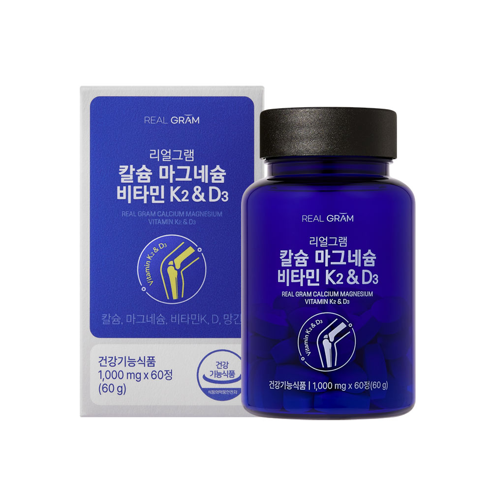 리얼그램 칼슘 마그네슘 비타민 K2 D3 1000mg x 60정, 1개