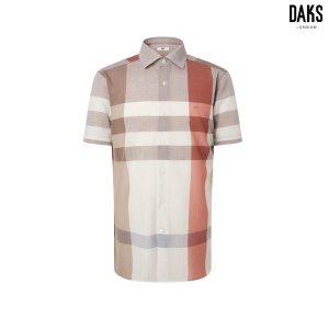 [닥스 남성] 닥스 COOL BLEND 울 혼방 라이트브라운 체크 워셔블 반팔 셔츠 DMSH5BC12W1