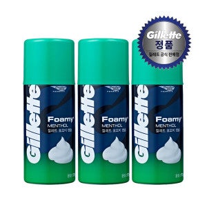 질레트 Pamp;G 질레트 포오미 멘솔 쉐이빙폼 175g 3개