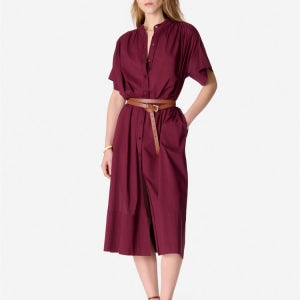 [바네사브루노] [백화점BEST] 와인 스트랩 면 반팔 원피스 VIDR5E213D2