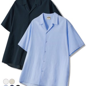 [언탭트 스튜디오] 오버핏 라이크린넨 오픈카라 반팔 셔츠 5Color MUN068