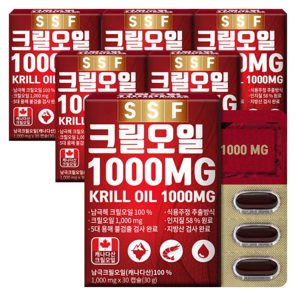 순수식품 <b>남극 크릴오일</b>1000 MG 6박스(180캡슐) 인지질58% 이상원료
