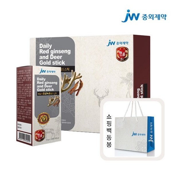 <b>JW중외제약</b> <b>JW중외제약</b> 데일리 <b>홍삼</b>녹용 골드스틱 10g x 30포 쇼핑백동봉
