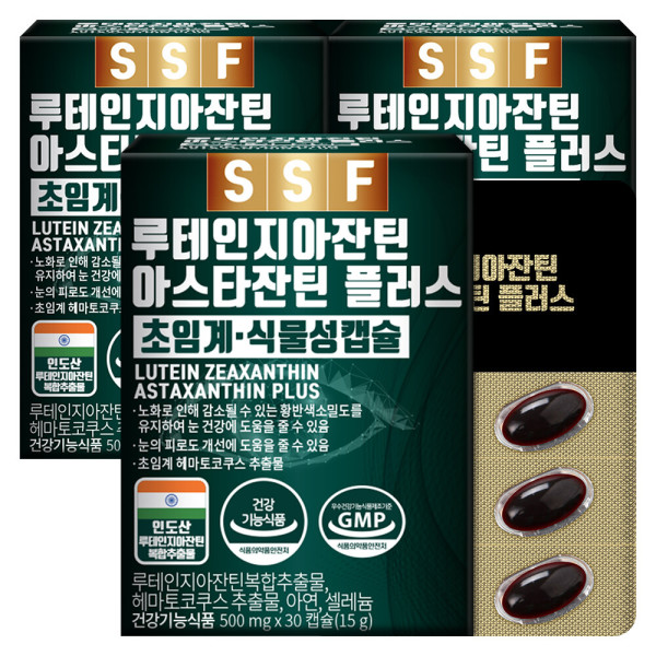 순수식품 루테인지아잔틴 아스타잔틴 3박스(90캡슐) 눈건강 초임계 식물성캡슐 아연