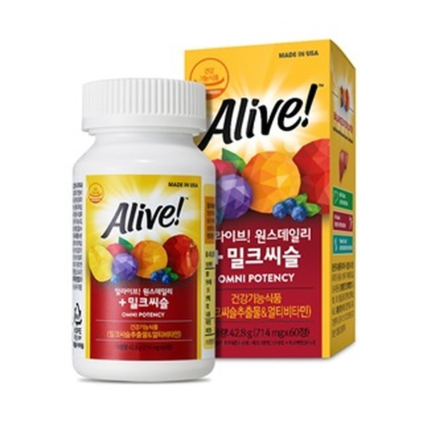 얼라이브 네츄럴라이프  멀티비타민 밀크씨슬 60정 1병 2개월분