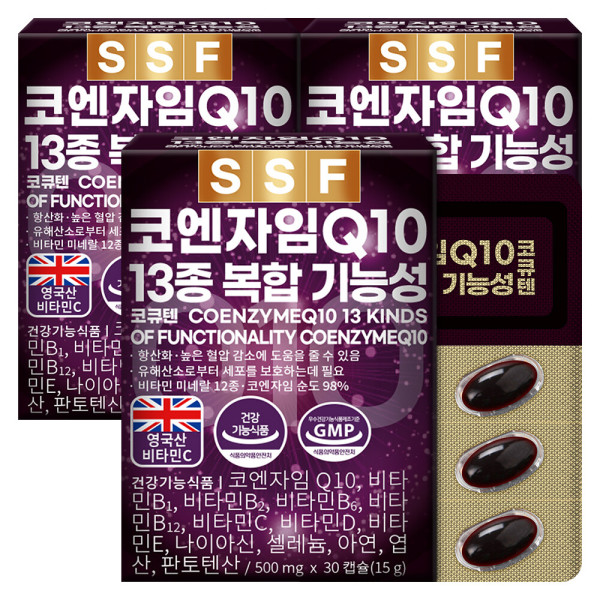 순수식품 <b>코엔자임</b>Q10 코큐텐 3개월분(90캡슐) 13종복합기능성 항산화 비오틴 아연 비타민B