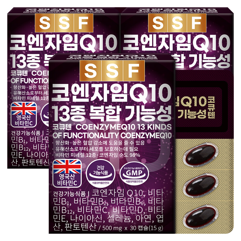 순수식품 <b>코엔자임</b>Q10 코큐텐 3개월분(90캡슐) 13종복합기능성 항산화 비오틴 아연 비타민B