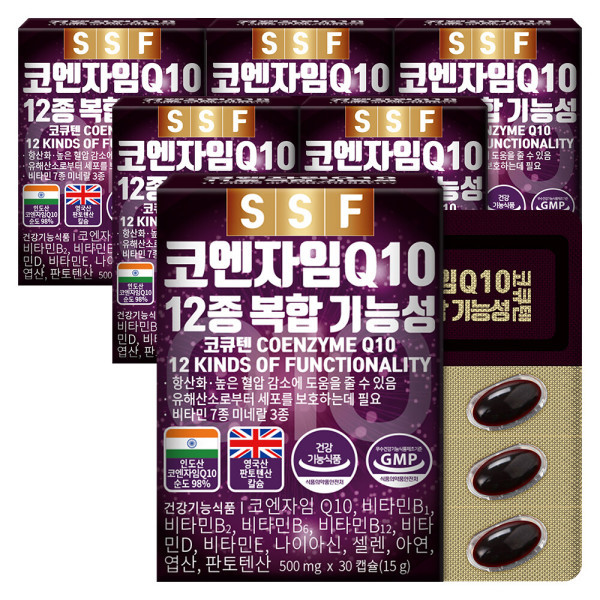 순수식품 <b>코엔자임</b>Q10 코큐텐 6개월분(180캡슐) 12종복합기능성 항산화 비오틴 아연 비타민B