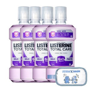 리스테린 리스테린 토탈케어 마일드 순한맛 잇몸·치석·구취 가성비팩 (750mL 4개)  +리스테린 고다신 파우치 증정