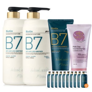 포레스트스토리 B7 약산성 탈모 헤어팩  (라이브특가세일) 1000ml+1000ml+샴푸 200ml+10매