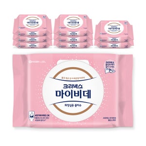 크리넥스 NEW 크리넥스 마이비데 밸런스케어 캡 40매 9팩 화장실 물티슈 여성케어 저자극