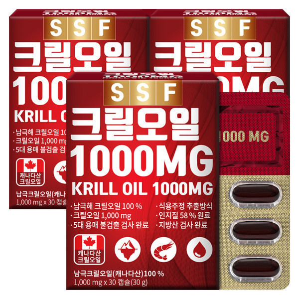 순수식품 남극 <b>크릴오일1000</b> MG 3박스(90캡슐) 인지질58% 이상원료