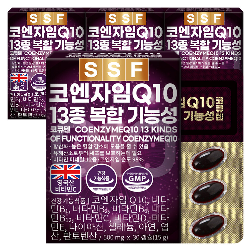 순수식품 <b>코엔자임</b>Q10 코큐텐 4개월분(120캡슐) 13종복합기능성 항산화