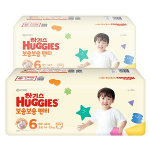 하기스 NEW 보송보송 팬티 6단(공용)점보 기저귀  40매 2팩  .