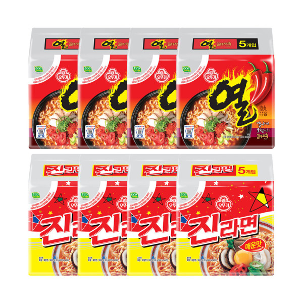 오뚜기 진라면 매운맛 120g 20개 + 열라면 120g 20개 (20,810원) (무료)