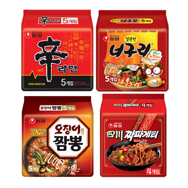 신라면 5봉 + 너구리 5봉 + 짜파게티 5봉 + 오징어짬뽕 5봉 (총 20봉) (14,360원) (무료)
