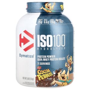 <b>다이마티즈뉴트리션</b> (아이허브) 가수 분해 ISO100 100% 분리유청단백질 코코아 페블 2.3kg(5lb) 해외직구