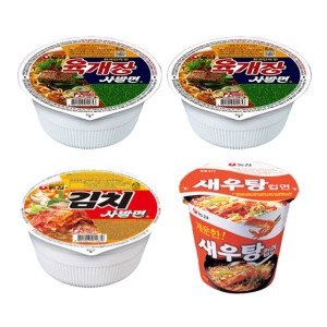 농심 육개장 사발면 12개+김치사발면6개+새우탕컵6개 (총 24개)