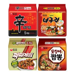 농심 신라면 5봉 + 너구리 5봉 + 짜파게티 5봉 + 오징어짬뽕 5봉 (총 20봉)