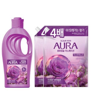 아우라 아우라 생화캡슐 섬유유연제 자스민머스크 1L + 1.7L x 2개