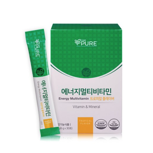 리브퓨어 <b>에너지 멀티비타민 열대과일맛</b> (<b>6g</b> X 30포)  1개  180g