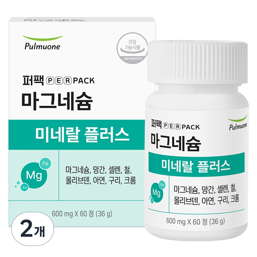 퍼팩 <b>풀무원</b> 마그네슘 미네랄 플러스 36g  2개  60정