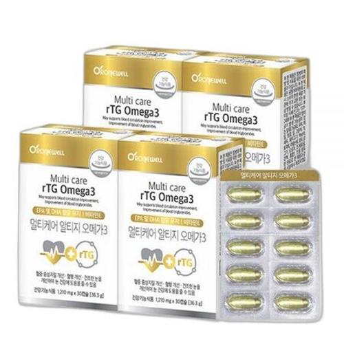 <b>로니웰</b> 멀티케어 r-TG알티지 <b>오메가3</b> 1,210mg 30캡슐 4개 4개월분