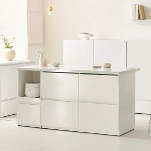 위드 E0 완전수납 광파오븐 인조대리석 아일랜드 홈바 식탁 렌지대 수납장 1600X750 YDF261C