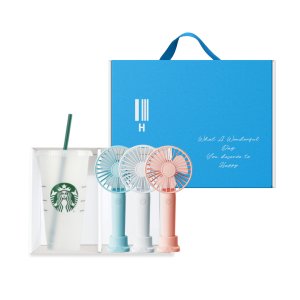 스타벅스 리유저블 콜드컵 709ml + 휴대용 미니 선풍기 (색상랜덤) + 손잡이 기프트박스 선물 세트