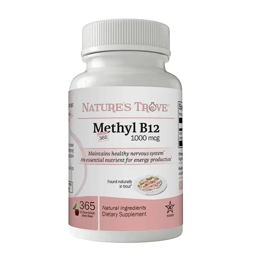 Nature’s Trove <b>비타민B12</b> 메틸코발라민 1000 mcg 365개 츄어블 비타민