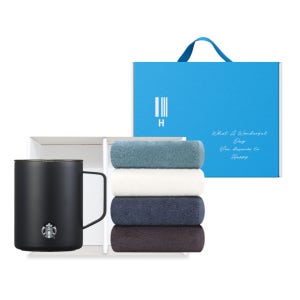 스타벅스 SS 블랙 매트 데비 텀블러 473ml 향균타올 (색상랜덤) 손잡이 기프트박스 선물 세트