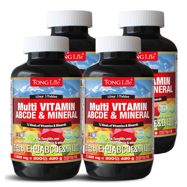 ()<b>종합</b>비타민ABCDE+미네랄+유산균함유(1400mg x 300정-10개월분) 4병