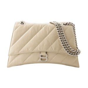 발렌시아가 크러쉬 미디엄 퀼팅 가죽 숄더백 토프 체인 호보백 가방 Crush Chain Hobo Bag Leather Taupe 716393 210J0 2906