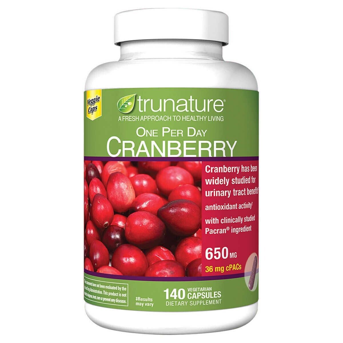 <b>TruNature</b> <b>트루네이처</b> 크랜베리 650mg 140캡슐 EXP 3/2025  1개