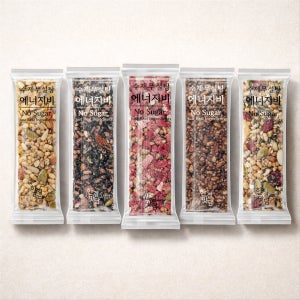 [우체국] 무설탕에너지바 다섯가지맛 40개 탕비실 건강, 한결맛담