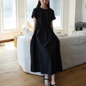 스텝어라운드 Half Sleeve String One-Piece_Black