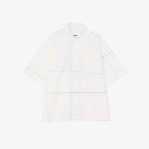 본사이 화이트 우븐 올오버 엠브로이더리 크롭드 셔츠 오버사이즈 핏 SS25SH002003