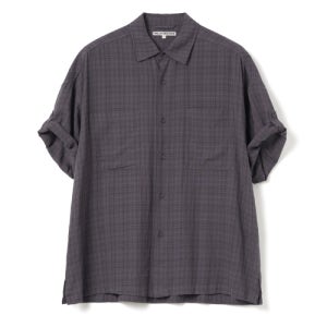 [밀로 아카이브] 링클 체크 롤업 하프 셔츠 [빈티지 퍼플] ML551VPU