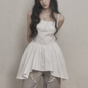 [카키포인트] Flare Layered Mini Dress (ivory) P0000BHK