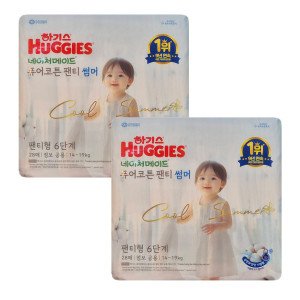 하기스 하기스 네이처메이드 퓨어코튼 썸머 팬티형 기저귀 6단계 남여공용 28p X 2팩 / 2025년형