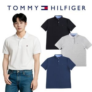 타미힐피거 타미힐피거 남녀공용 스몰로고 반팔 카라 티셔츠