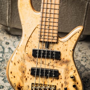 Fodera Emperor 5 Standard Special LTD-Buckeye Burl Top w/Birdseye Maple Fingerboard & Trans Pickguar