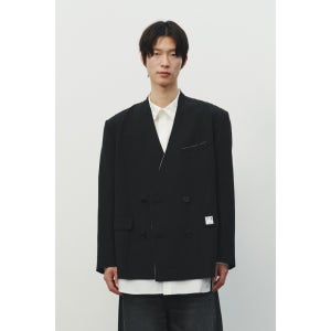 [래코드]RECODE 남성 Collarless Linen Jacket 블랙 RKJAS25606BKX
