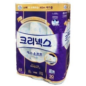 크리넥스 데코 앤 소프트 3겹 화장지 40m (30롤) x 3개