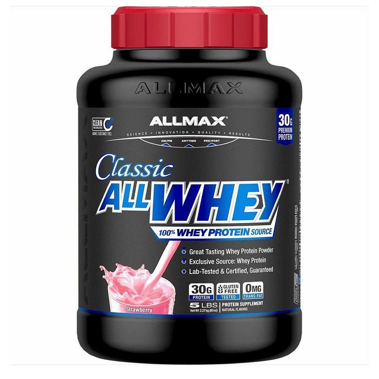 ALLMAX AllWhey <b>Classic</b> Whey Protein <b>Strawberry</b> 올맥스 <b>올웨이 클래식</b> 웨이 프로틴 딸기 분리유청단백질  1개  2.27kg